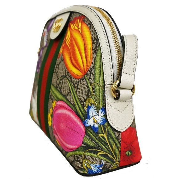 Gucci Gg Pattern Ophidia Flora Shoulder #81748G10B - Picture 2 of 15